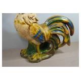 Vintage Majolica Hand Painted Large Rooster Yard Art