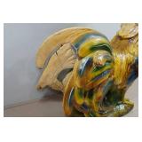 Vintage Majolica Hand Painted Large Rooster Yard Art