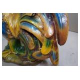 Vintage Majolica Hand Painted Large Rooster Yard Art