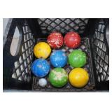 Bocce Ball Set with Baseball Gloves and Volleyball