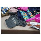 Large Assortment of Pet Supplies - Carriers, Clothing, Dishes