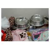 Large Assortment of Pet Supplies - Carriers, Clothing, Dishes