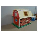 Vintage Toys - Fisher Price Family Farm, Musical Chime Roll Push Barrel and Xylophone & Drum