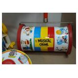 Vintage Toys - Fisher Price Family Farm, Musical Chime Roll Push Barrel and Xylophone & Drum