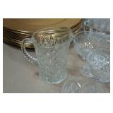 Assorted Tableware - Punch Bowl, Gold Plates, Glass Bread Pan