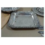 Assorted Tableware - Silver Serving Trays, Utensils, Cutting Boards
