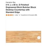 5ftx30" engineered birch butcher block countertop