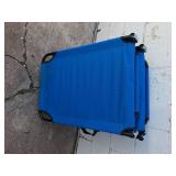 2 blue lounge chairs