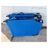 2 blue lounge chairs