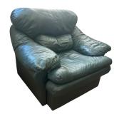 LLLR - Flexsteel Dark Green Leather Chair with Ottoman
