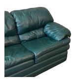LLLR - Vintage Flexsteel Green Top-Grain Leather Loveseat Sofa