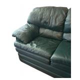 LLLR - Vintage Flexsteel Green Top-Grain Leather Loveseat Sofa