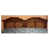 LLBR - Vintage Wood and Cane King Bed Headboard and Frame