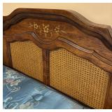 LLBR - Vintage Wood and Cane King Bed Headboard and Frame