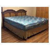 LLBR - Vintage Wood and Cane King Bed Headboard and Frame