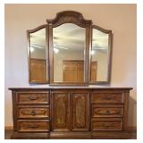 LLBR - Vintage Stanley Furniture Dresser with Mirror, Fleur De Bois Country French