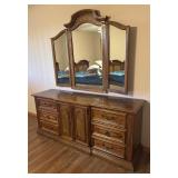 LLBR - Vintage Stanley Furniture Dresser with Mirror, Fleur De Bois Country French