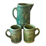 LLBR - Nelson McCoy Stoneware Pitcher & Two Mugs - 1920s-1930s Antique Set
