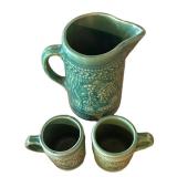 LLBR - Nelson McCoy Stoneware Pitcher & Two Mugs - 1920s-1930s Antique Set