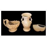 LLBR - McCoy Vintage Bird of Paradise Vase, Shell Pedestal Planter & Shoe Planter (Lot of 3)