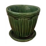 LLBR - Vintage McCoy Greek Key & Ribbed Beaded Planters Trio (Lot of 3)