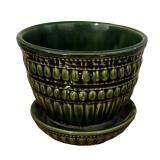 LLBR - Vintage McCoy Greek Key & Ribbed Beaded Planters Trio (Lot of 3)