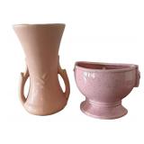 LLBR - Vintage McCoy Pottery Amphora Vase & Vintage McCoy Speckled Ceramic Wall Pocket Planter