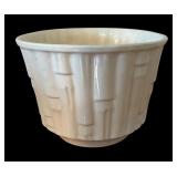 LLBR - Two Vintage McCoy Soft White Bamboo Planter Pot and Vintage Brush McCoy Pebble Planter