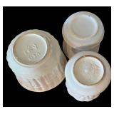 LLBR - Two Vintage McCoy Soft White Bamboo Planter Pot and Vintage Brush McCoy Pebble Planter