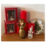 LLBR - Festive Figurines with Night Lights, Red Faux Candles and More