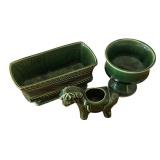 LLBR - Vintage McCoy Planters - Donkey Planter, Rectangular Ribbed Planter & Pedestal Bowl