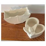 LLBR - Two Vintage White McCoy Planters