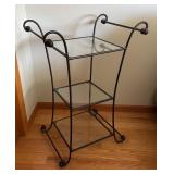 BR1 - Scrolled Accent Table with Glass Shelves