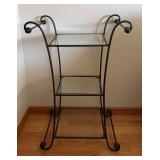 BR1 - Scrolled Accent Table with Glass Shelves