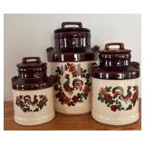 LR - Trio of Vintage McCoy Yorkville Rooster Canisters