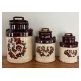 LR - Trio of Vintage McCoy Yorkville Rooster Canisters