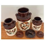 LR - Trio of Vintage McCoy Yorkville Rooster Canisters