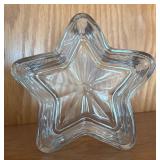 LR - Pedestal Glass Cake Stand with Four Star Shaped Glass Dishes