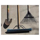 G - Assorted Garden Tools - Shovels, Rakes, Broom and More