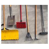 G - Assorted Shovels, Rakes, Brooms & More - Yard Tools