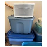 G - Assorted Plastic Storage Bins with Lids and Caddy