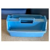 G - Assorted Plastic Storage Bins with Lids and Caddy