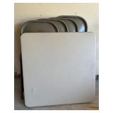 G - Card Table and Four Metal Folding Chairs