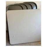 G - Card Table and Four Metal Folding Chairs
