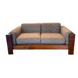 LR - Vintage Handcrafted Walnut Framed Upholstered Sofa