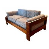 LR - Vintage Handcrafted Walnut Framed Upholstered Sofa