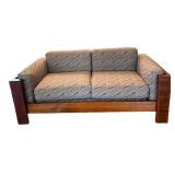 LR - Vintage Handcrafted Walnut Framed Upholstered Sofa