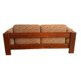 LR - Vintage Handcrafted Walnut Framed Upholstered Sofa
