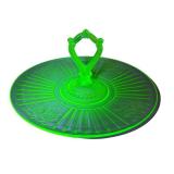 K3 - Anchor Hocking Mayfair Rose Uranium Glass Tidbit Tray - Vintage Depression Glass