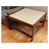 LR - Scarpa 1967 Knoll-Inspired Walnut 4-Piece Modular Sofa Set (Sofa, Chair, Tables)